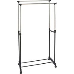 Gerimport Kledingrek Dubbel 80x43x160cm Staal Zwart/zilver