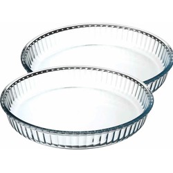 2x stuks ovenschaal rond - Transparant - Glas - Diameter 32 cm - Ovenschalen