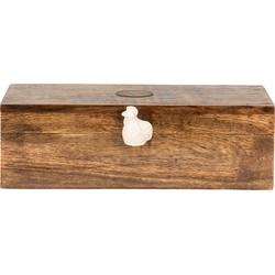 Clayre & Eef Theedoos  31x13x10 cm Bruin Hout Kip Theezak