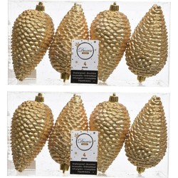 12x Kunststof dennenappel kerstballen glitter goud 12 cm kerstboom versiering/decoratie - Kerstbal