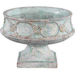 PTMD Artas Ronde Bloempot Op Standaard - H18xØ25,5 cm - Cement - Blauw