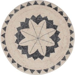 Vercai Rugs Brady Collectie - Hoogpolig Rond Vloerkleed - Zacht Tapijt voor Woonkamer - Polyester - Ivoor - 90x90 cm