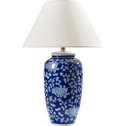 ANGELES - Tafellamp - Wit/Blauw - Porselein/Linnen