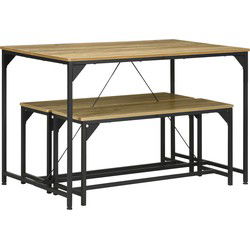 4goodz Eetkamerset Industrieel Design 3-delig voor 4 Personen - Eettafel met 2 Banken