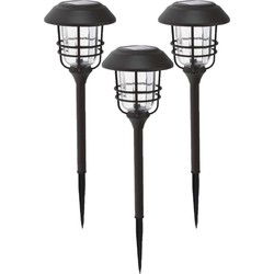 Pro Garden Prikspotje - 3x - zwart - solar tuinverlichting - 59 cm - Prikspotjes
