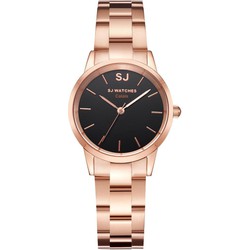 LW Collection SJ WATCHES Calais horloge dames Roségoud met zwarte wijzerplaat 32mm