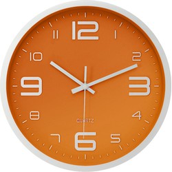 LW Collection LW Collection Keukenklok Xenn5 oranje wit 30cm - wandklok stil uurwerk