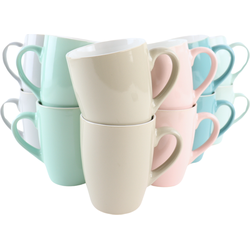 OTIX Koffiekopjes - Koffiemok - Koffietassen - 12 stuks - Diverse kleuren - Pastel - 300 ml - Aardewerk - BLOSSOM
