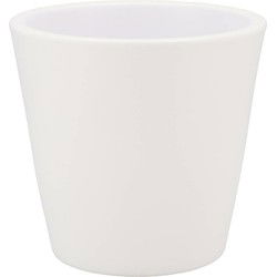 DK Design Bloempot/plantenpot - Vinci - wit mat - voor kamerplant - D16 x H18 cm - Plantenpotten