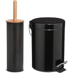Zeller Badkamer/toilet accessoires - WC-borstel/pedaalemmer 3L- zwart - Badkameraccessoireset