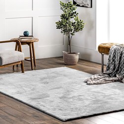 Wasbaar vloerkleed - Solid Zilver/Lichtgrijs - 160 X 230 CM