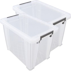 Allstore Opbergbox - 3x stuks - 18,5 liter - Transparant - 40 x 26 x 29 cm - Opbergbox