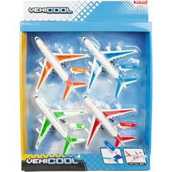 Planes & Helicopters Set Vliegtuigen 4stuks Pull Back
