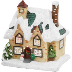 Kerstdorp kersthuisjes huis met verlichting 9 x 11 x 12,5 cm - Kerstdorpen