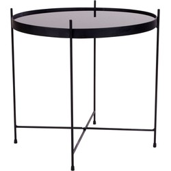 Venezia Coffee Table - Coffee table black powder coated steel with glass Ã¸48xh48cm