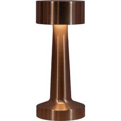 Draadloze tafellamp warm wit dimbaar led inclusief usb kabel 21x9 cm koper