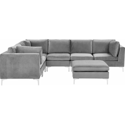 Beliani EVJA - Modulaire Sofa-Grijs-Fluweel