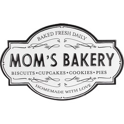 Clayre & Eef Tekstbord  48x1x30 cm Wit Metaal MOM'S BAKERY Muurdecoratie