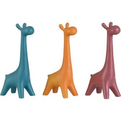  J-Line Decoratie Giraffen Porselein Blauw Oranje - Roze