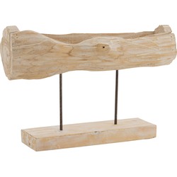 J-line - Schaal Stam Lang Paulownia Hout Wit - 53x13x38cm