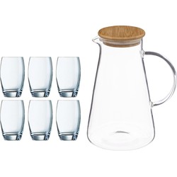 Waterglazen Salto set van 6x stuks 350 ml en luxe schenkkan 1.5 liter - Drinkglazen