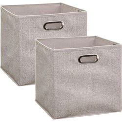 5Five Opbergmand/kastmand beige - 2x - linnen - 31 x 31 x 31 cm - Opbergmanden