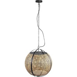 PTMD Bayu Ronde Hanglamp - H55 x Ø50 cm - Ijzer - Zwart