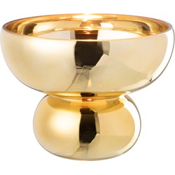 J-line - Windlicht Op Voet Afgerond Glas Goud - 23x23x17.5cm