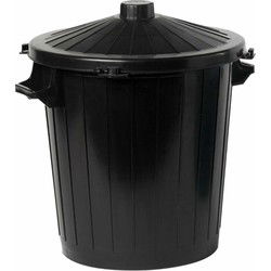 Vuilnisbak/prullenbak emmer met deksel - 80 liter - Zwart - Prullenbakken