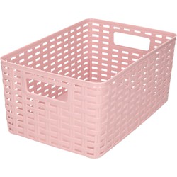 Plasticforte Opbergmand - Kastmand - rotan kunststof - oud roze - 6 Liter - 19 x 29 x 13 cm - Opbergmanden