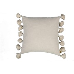 PTMD Dolly Cream cushion with tassels square