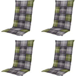 Madison -  Tuinstoelkussen Hoge Rug Patchy olive - Ca. 123x50 cm - Set van 4