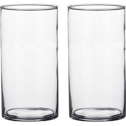 Mica Decorations Vaas - Set van 2x stuks - cilinder - glas - 9 x 15 cm - Bloemenvaas - Vazen