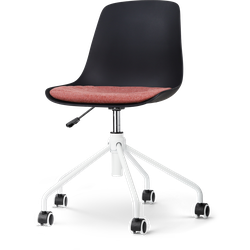 Nout-Liv bureaustoel zwart met terracotta rood zitkussen - wit onderstel