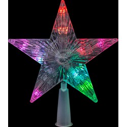 Feeric lights and christmas ster piek - met licht - kunststof - 19 cm - kerstboompieken