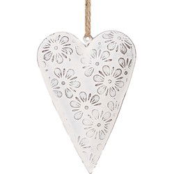Clayre & Eef Decoratie Hanger Hart Wit Metaal