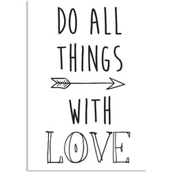 Do all things with love - Tekst poster - Zwart wit poster - B2 poster (50x70cm)