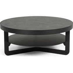 Spinder Design salontafel DOUGLAS ø80 cm - Staal - Zwart / HPL - Steenlook
