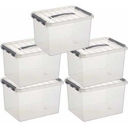 Sunware opbergbox - 5x - transparant - 22L - 40 x 30 x 26 cm - Opbergbox