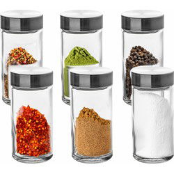 Five Kruidenpotten set - 6x stuks - glas - met rvs deksel - luchtdicht - Voorraadpot