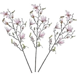 3 stuks Magnolia beverboom kunstbloemen takken 80 cm decoratie - Kunstplanten