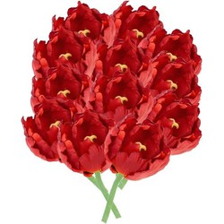 12x Kunstbloemen tulp rood 25 cm - Kunstbloemen
