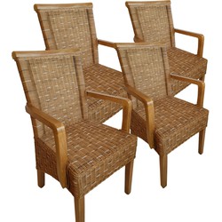 SVJ Eetkamerstoelen - 64x54x97 cm - Rotan - Bruin - Set van 4