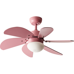 LOGAR - Plafondventilator met lamp - Roze - Synthetisch materiaal