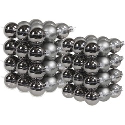 72x stuks glazen kerstballen titanium grijs 4 en 6 cm mat/glans - Kerstbal