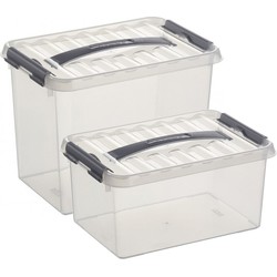 Opberg boxen set van 4 stuks in 6 en 9 Liter kunststof met deksel - Opbergbox