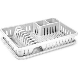 Plasticforte Afdruiprek met lekbak - 45 x 30 cm - wit - Afwassen - Afdruiprekken