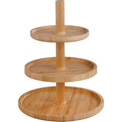 Decopatent® Etagere 3 Laags - Hoge kwaliteit - Etagere - Bamboe hout - Houten hapjesschaal 3 lagen - serveerschaal - tafel etagère