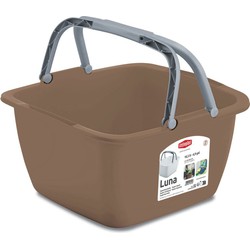 Stefanplast Wasmand/draagmand/teil met hengsel - kunststof - 18 Liter - cappuccino - 40 x 40 x 23 cm - Emmers