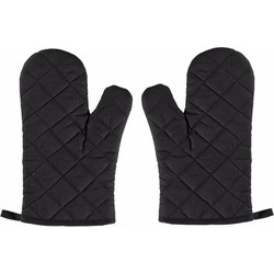 2x Ovenwanten/ovenhandschoenen zwart voor volwassenen - Ovenwanten